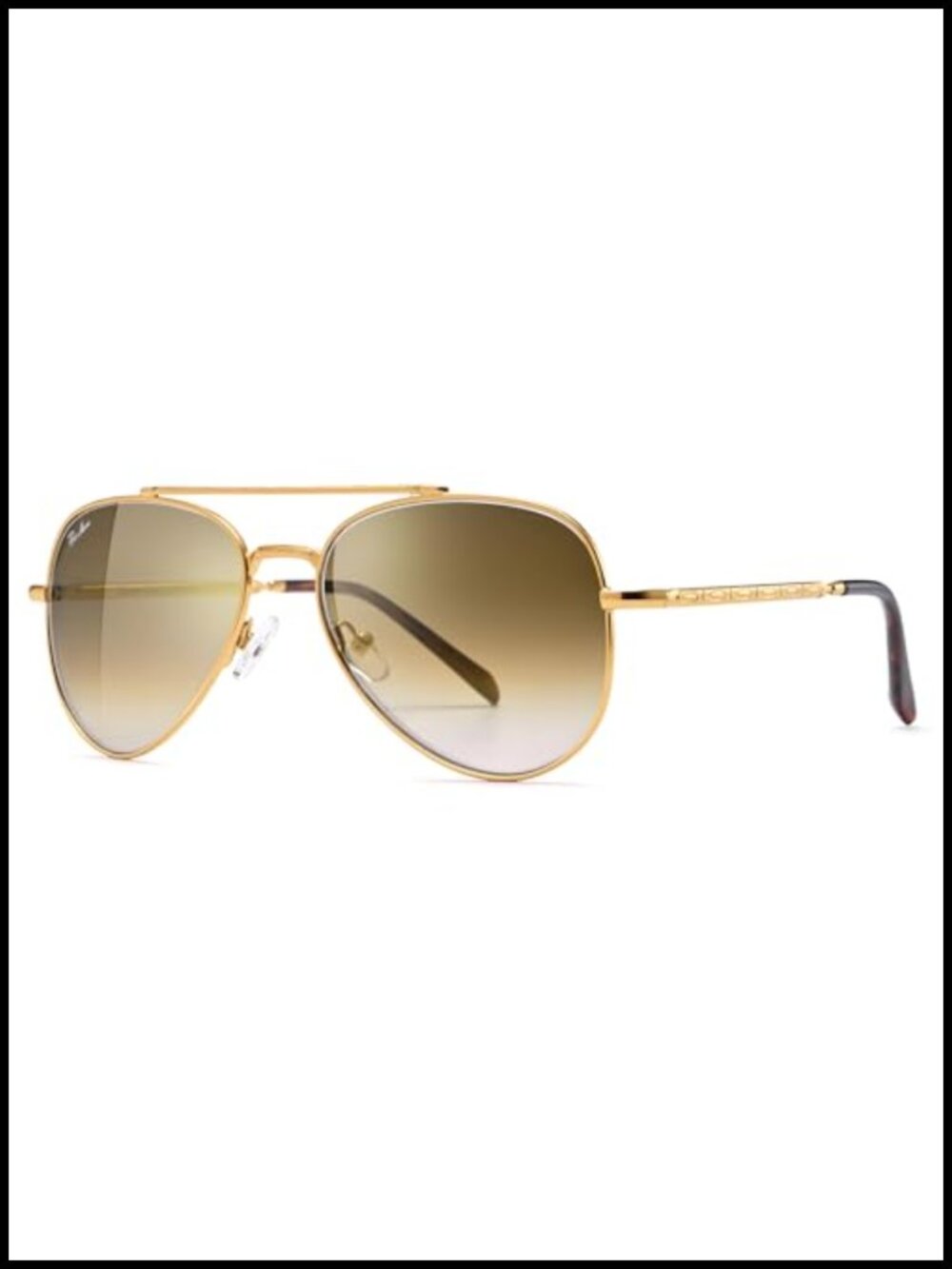 Crystal Glass Lens Aviator Sunglasses Vintage Pattern Temples UV400